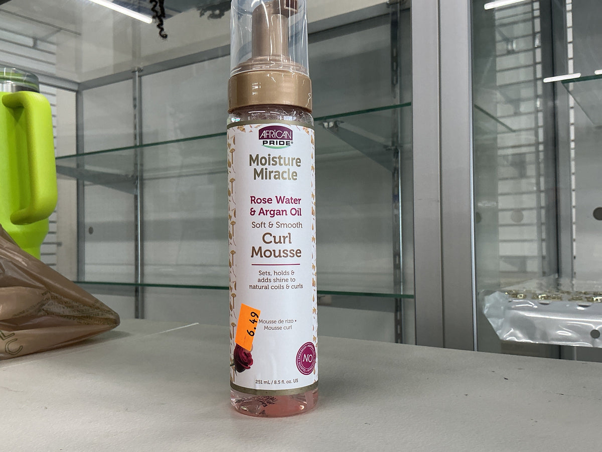 African Pride, Moisture Miracle Rose Water and Argan Oil, Soft and Smooth Curl Mousse