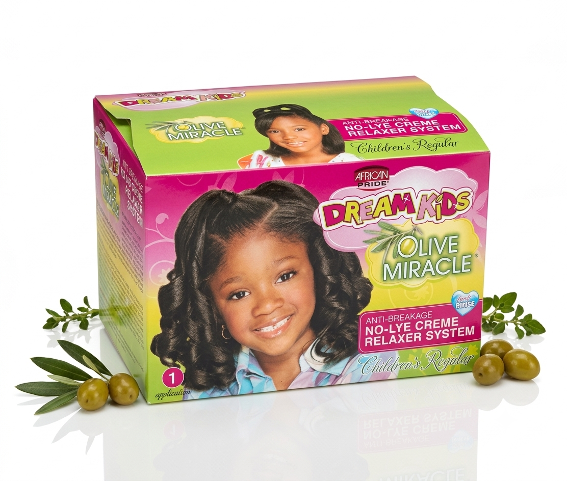 African Pride Dream Kids Olive Miracle Anti-Breakage No-Lye Creme Relaxer System (Children's Regular)