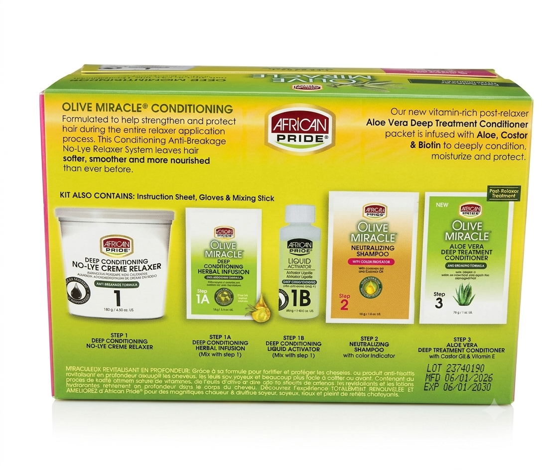 African Pride Olive Miracle Deep Conditioning No-Lye Relaxer Kit - Regular